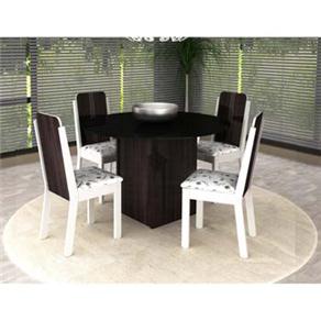 Mesa de Jantar Madesa Stella 5238 120cm com 4 Cadeiras Madesa Débora Stella 4205 - Branco/Madeira Demolição