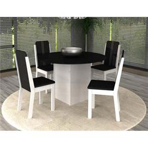 Mesa de Jantar Madesa Stella 5238 120cm com 4 Cadeiras Madesa Débora Stella 4205 - Branco/Preto