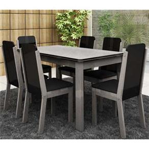 Mesa Madesa Débora 5232 com 6 Cadeiras Débora Stella 4205 - Cinza/Preto