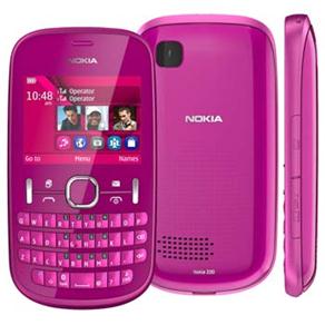 Celular Desbloqueado TIM Nokia Asha 200 Rosa c/ Dual Chip,Teclado QWERTY, Câmera 2MP, MP3, Bluetooth, Rádio FM + Fone de Ouvido