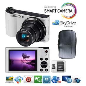 Câmera Samsung Smart WB150F Branca c/ LCD 3,0”, 14.2MP, Zoom Óptico 18x, Conexão Wi-fi, Vídeo HD, Panorâmica e Estabilizador de Imagem + Micro SD 8GB