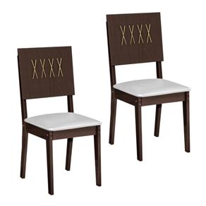 Kit com 2 Cadeiras Modocasa Athenas - Tabaco/Branco