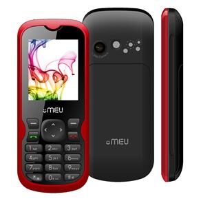 Celular desbloqueado 411 Meu Preto/Vermelho c/ Câmera 1.3MP, Rádio FM/MP3/MP4, Dual Chip, Quadriband, Bluetooth + Fone de Ouvido + Cartão de 2GB