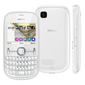 Celular Desbloqueado TIM - Nokia Asha 201 Branco c/ Teclado QWERTY, Câmera de 2MP, Rádio FM/MP3, Bluetooth 2.1, USB 2.0 + Fone