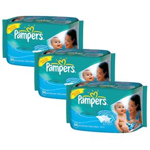 Lenços Umedecidos Pampers com 50 Unidades - 3 Pacotes