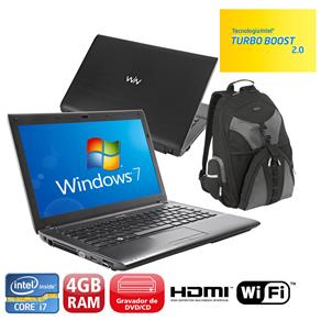 Notebook CCE Iron 745B+ com Intel® Core™ i7-2630QM,4GB,500GB, Gravador de DVD, Leitor de Cartões, HDMI, Wireless, LED 14" e Windows 7 + Mochila Targus