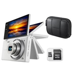 Câmera Digital Samsung MV800 Branca c/ LCD 3”, 16.1MP, Touch, Zoom Óptico 5x, Vídeo HD, Duplo Estabilizador, Foto 3D e Panorama + Micro SDHC 4GB