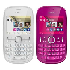 Celular Desbloqueado Nokia Asha 200 Branco c/ Dual Chip, Câmera 2MP + Celular Desbloqueado Nokia Asha 200 Rosa c/ Dual Chip, Câmera 2MP