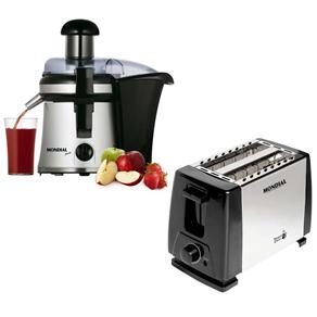 Centrífuga Mondial CF02 Preto/Prata 250W - 110V + Torradeira Mondial Toast Duo T-01 - 110V 