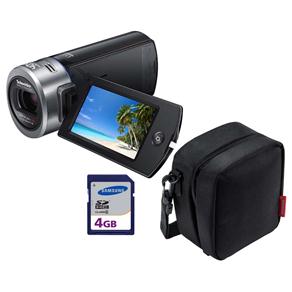 Filmadora Digital Samsung Q200 Preta com LCD 2,7”, Grava em Full HD, Zoom Óptico 20x e Detector de Face + Micro SDHC de 4GB 