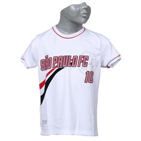 Camiseta São Paulo Braziline Infantil Quest Dry Max com Punho - Branca