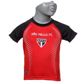 T-Shirt São Paulo Braziline Infantil Trop Dry Max - Vermelha/Preta