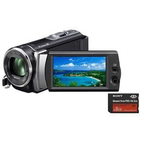 Filmadora Sony Full HD HDR-CX190 Preta c/ LCD 2,7”, Estabilizador Steadyshot, Foto de 5.3MP, Zoom Óptico 30x e Detector de Face + Cartão de 8GB