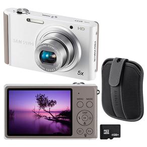 Câmera Samsung ST77 Branca c/ 16.1MP, LCD 2,7”, Estabilização Óptica, Foto Panorâmica, Detector de Face, Zoom Óptico 5x e Vídeo HD + Cartão de 4GB