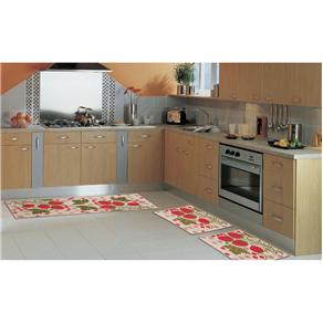 Conjunto de Tapetes Sisal Rayza Morango Para Cozinha - 3 Peças