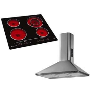 Cooktop Elétrico 4 Bocas GE 60 cm - 220V + Coifa Suggar Quadriturbo TP4660/62IX - 60cm