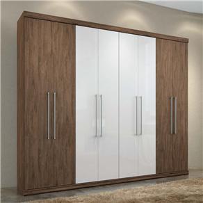 Guarda-Roupa Santos Andirá Ele & Ela com 8 Portas e 6 Gavetas - Nogal/Branco