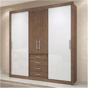 Guarda-Roupa Santos Andirá Ouro 4 Portas Mistas e 4 Gavetas - Nogal/Branco