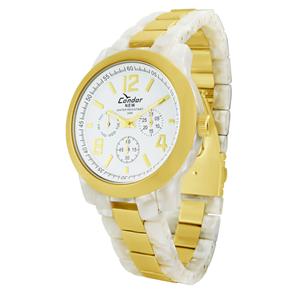 Relógio Feminino Analógico Condor New Water Resistant KP68048E – Pérola/ Dourado