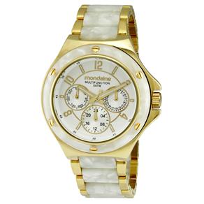 Relógio Feminino Analógico Mondaine Unique Multifunção 94474LPMGDP3 – Dourado/ Branco Cintilante