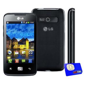 Celular Desbloqueado TIM LG Optimus Hub E510 Preto com Android 2.3, Câmera 5MP, Wi-Fi, 3G, Touch, A-GPS, Rádio FM, MP3, Bluetooth, Fone e Cartão 4GB