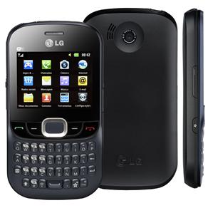 Celular Desbloqueado Claro LG C365 Preto/Azul com Teclado QWERTY, Câmera 2MP, Rádio FM, Wi-Fi, Bluetooth, Fone de Ouvido e Cartão 2GB