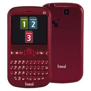 Celular Desbloqueado Freecel Triplesim Vermelho com Teclado Qwerty, Câmera 1.3MP, Trial Chip, TV analógica, Bluetooth, Rádio FM, MP3 e Fone de Ouvido