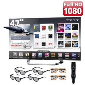 TV 47" Cinema 3D LED LG 47LM7600 Full HD com Smart TV, Conversor Digital, Entradas HDMI e USB, 4 Óculos 3D, 2 Óculos Dual Play e Magic Remote