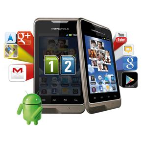 Smartphone Android Desbloq. MotoSmart Dual Chip XT390 prata c/ Câm. 3MP, 3G, Wi-Fi, MP3/FM, Bluetooth, Gmail, GPS, Google Play, Fone e Cartão 2GB