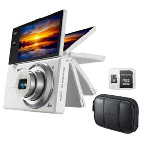 Câmera Samsung MV800 Branca c/LCD 3”, 16.1MP, Touch, Zoom Óptico 5x, Vídeo HD, Foto 3D + Micro SDHC 4GB + Capa Samsung para Câmera