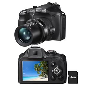 Câmera Digital FujiFilm FinePix SL300 com LCD 3.0”, 14MP, Zoom Óptico 30x, Foto Panorama, Vídeo HD e Dupla Estabilização de Imagem + Cartão 4GB