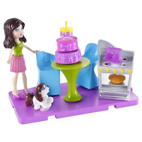 Boneca Polly Pocket Quarto Cola e Descola Cozinha - X0888/X0891