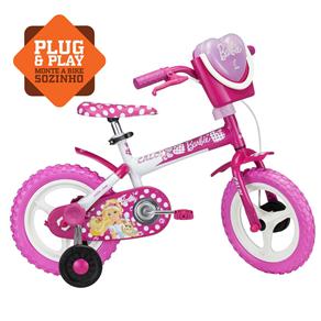 Bicicleta Barbie Caloi Aro 12 - Rosa/Branco