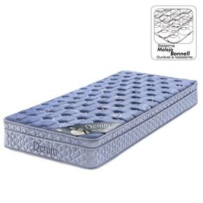 Colchão Solteiro Minaspuma Denin com Molas Bonnell Sleep Azul - 23X88X188cm