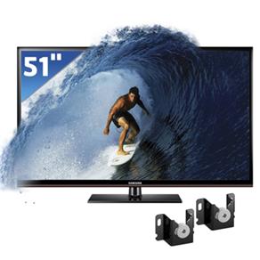 TV 51" 3D Plasma Samsung Série 4 PL51E490B1GXZD c/ Conversor Digital + Suporte de Parede ELG Genius p/ TVs Plasma, LCD, LED de 15" a 71"