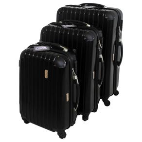 Conjunto de Malas Fixxar Policarbonato Giro 360° com 3 Peças P/M/G - Preto