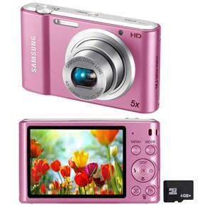 Câmera Samsung ST 64 Rosa c/ LCD 2.7”, 14,2 MP, Zoom Óptico 5x, Estabilização de Imagem, Vídeo em HD Foto Panorâmica, Detector de Face e Sorriso