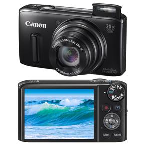 Câmera Digital Canon PowerShot SX260HS Preta Full HD com 12.1 MP, LCD 3.0", Zoom Óptico 20x, PictBridge e Detector de Sorrisos e Faces