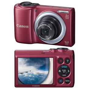 Câmera Digital Canon PowerShot A810 Vermelha c/ LCD 2.7”, 16MP, Zoom Óptico 5x, Vídeo HD, Detector de Face e Estabilizador de Imagem