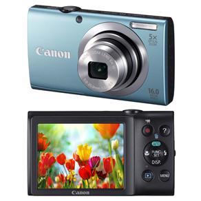 Câmera Digital Canon PowerShot A2400 Azul c/ LCD 2.7”, 16 MP, Zoom Óptico 5x, Estabilizador de Imagem e Vídeos em HD + Cartão de 4GB