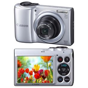 Câmera Digital Canon PowerShot A810 Prata c/ LCD 2.7”, 16MP, Zoom Óptico 5x, Vídeo HD, Detector de Face e Estabilizador de Imagem