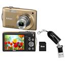 Câmera Nikon CoolPix S3300 Dourada c/ LCD 2.7”,...