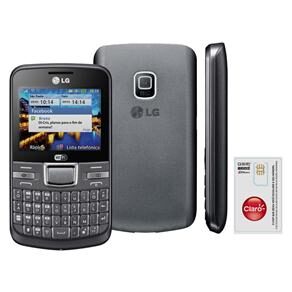 Celular Desbloqueado Claro LG C195 com Teclado Qwerty, Câmera 2MP, Rádio FM, MP3, Bluetooth, Wi-Fi, Fone de ouvido e Cartão 2GB