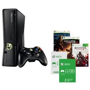 Console Microsoft Xbox 360 com 250 GB de Memória + 3 Jogos + Live Gold (3 meses) + MS Points 1500