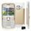 Cel Desbloq Claro Nokia C3 Dourado c/ Câmera 2MP, QWERTY, Wi-Fi, MP3, Bluetooth, Fone de Ouvido e Cartão 2GB c/ Adesivo Ace of Spades