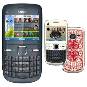 Cel Desbloq Claro Nokia C3 Grafite c/ Câmera 2MP, QWERTY, Wi-Fi, MP3, Bluetooth, Fone de Ouvido e Cartão 2GB c/ Adesivo Ace of Spades