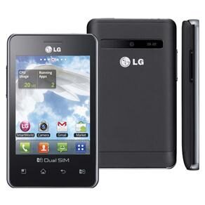 Celular Desbloqueado Claro LG Optimus L3 Dual E405 com Dual Chip,Tela de 3,2”, Android 2.3, Câmera 3.2MP, 3G, Wi-Fi, GPS, Rádio FM/MP3 e Bluetooth
