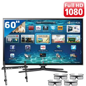 TV 60" Slim LED 3D Samsung Série 6 ES6500 Full HD com Smart TV e 4 Óculos 3D + Suporte Fixo de Parede ELG E600 p/ TVs LCD/LED/Plasma