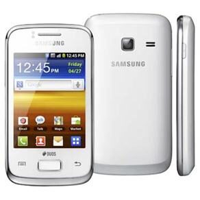 Celular Desbloqueado Tim Samsung Galaxy Y Duos S6102 Branco com Dual Chip, Android 2.3, Wi-Fi, 3G, GPS, Câmera 3MP, MP3, Touch Screen e Cartão 2GB