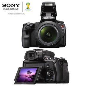 Câmera Digital Sony DSLR Alpha Preta SLT A37K com 16.1MP, LCD 3.3”, Vídeo Full HD,  Reconhecimento de Face e Sorriso e Foto 3D e Panorâmica